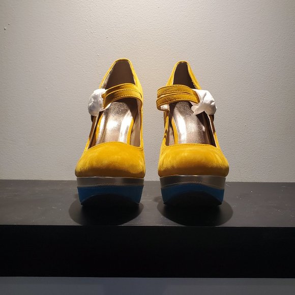 Mustard platform heels with strap - Picture 3 of 3